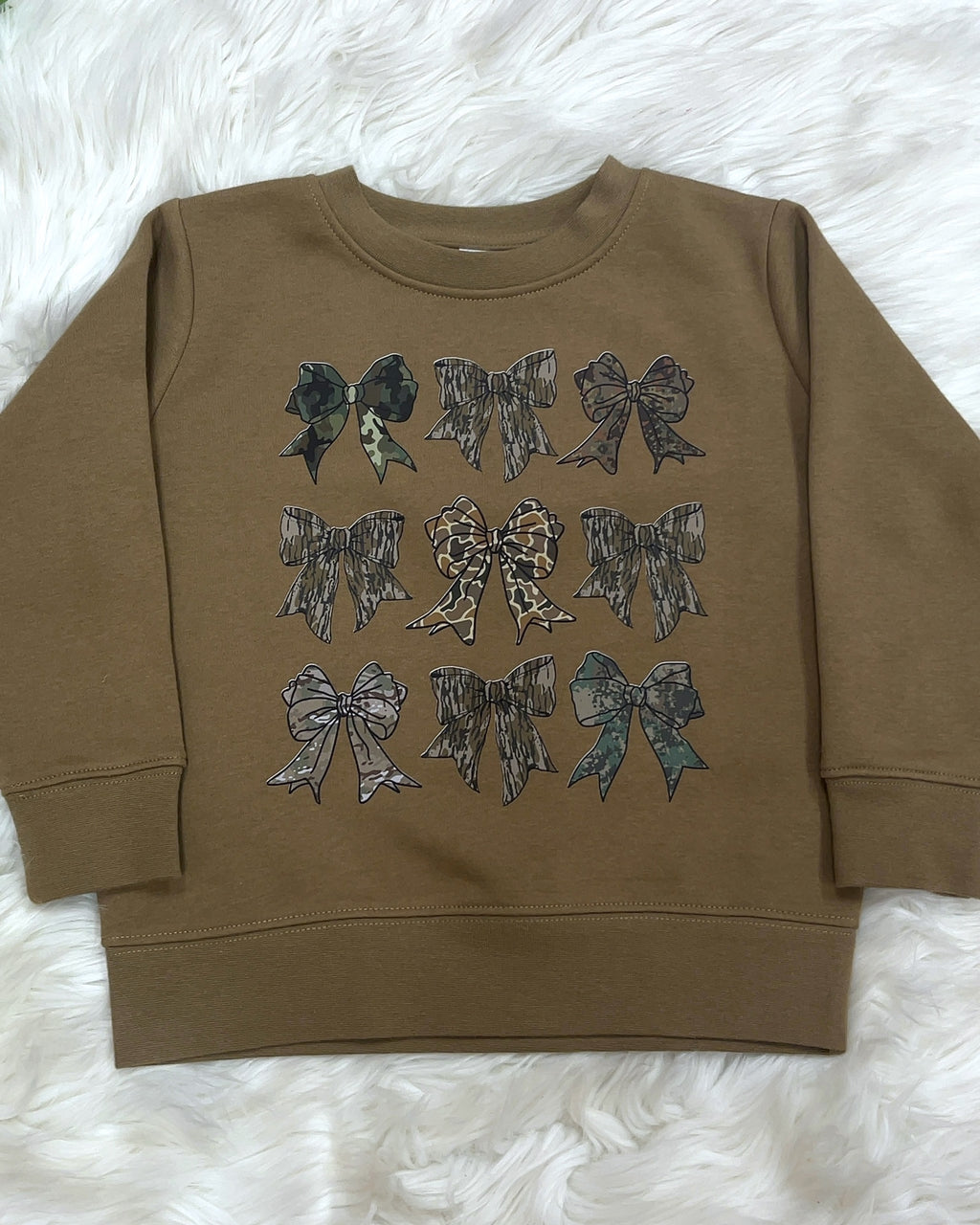 Camo bow mixed print - Girls Sweatshirt Top - by Live and Tell - True to Size