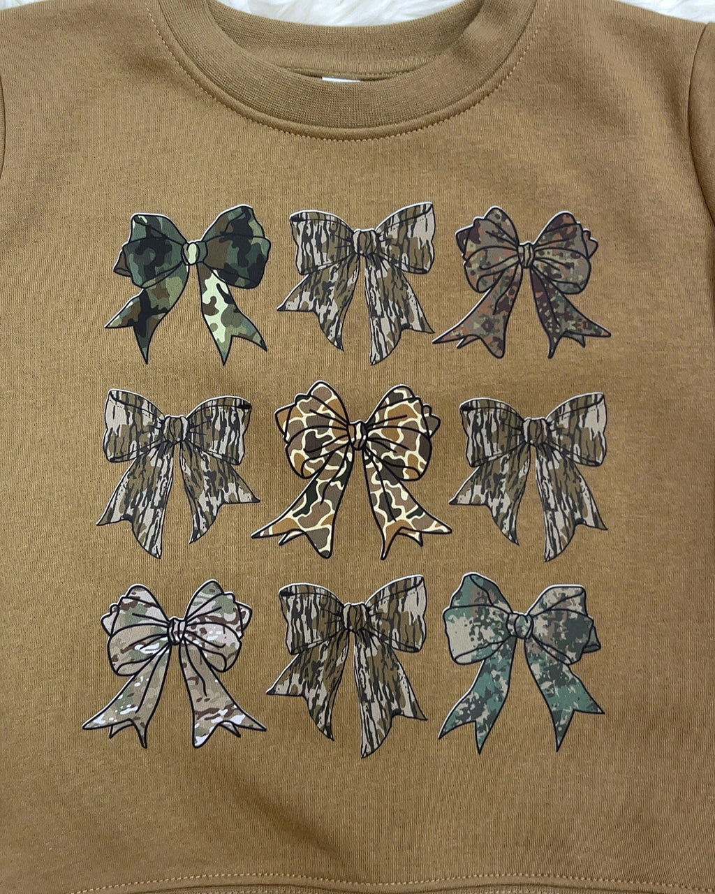 Camo bow mixed print - Girls Sweatshirt Top - by Live and Tell - True to Size
