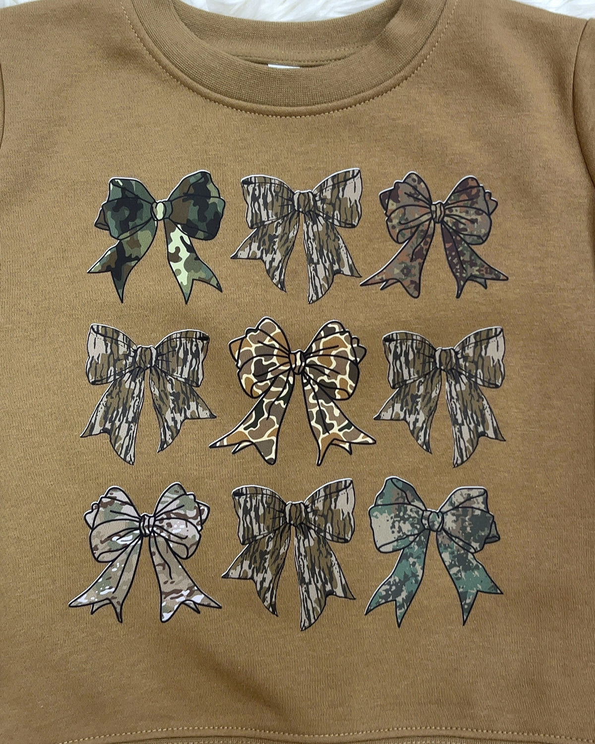 Camo bow mixed print - Girls Sweatshirt Top - by Live and Tell - True to Size