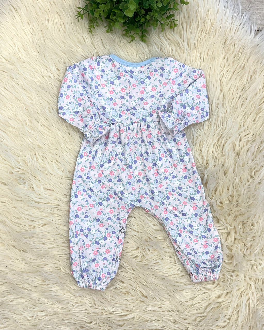 Pink and Purple Floral Ruffle Detail Romper - Girls Romper - by Mini Mee - True to Size