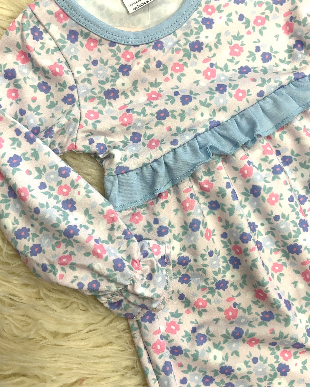 Pink and Purple Floral Ruffle Detail Romper - Girls Romper - by Mini Mee - True to Size