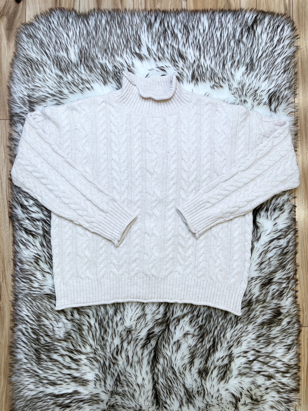 Oatmeal Cable Knit - Women’s Sweater Top - by LovLov - True to Size