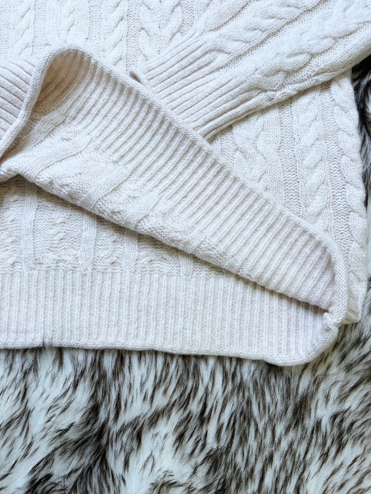 Oatmeal Cable Knit - Women’s Sweater Top - by LovLov - True to Size