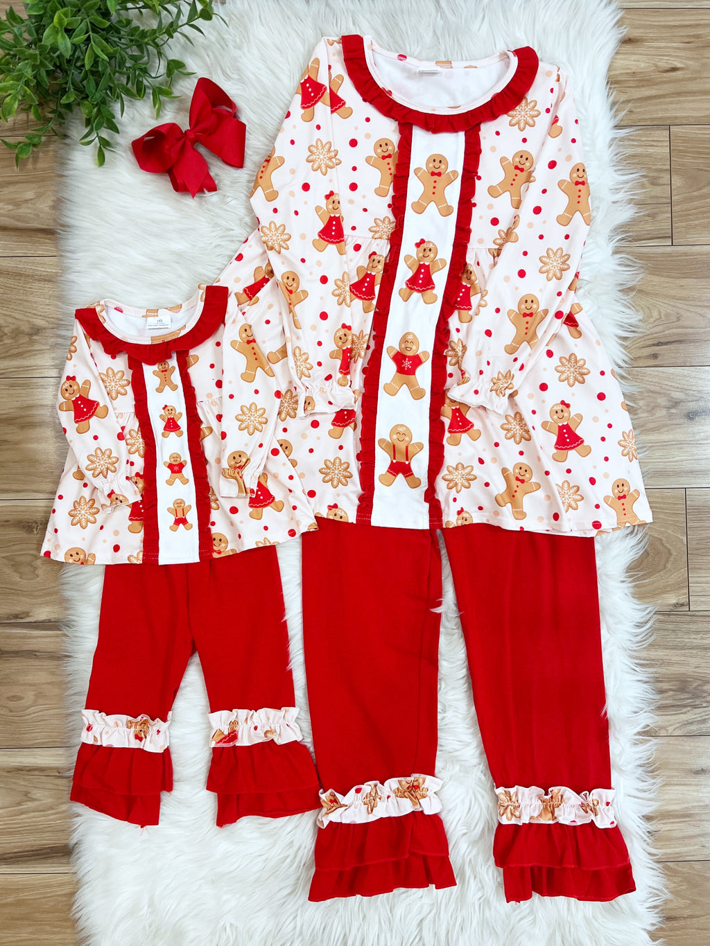 Pink Gingerbread with Ruffle Bottoms - Girls Pants Outfit - by Mini Mee - True to Size