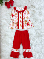 Pink Gingerbread with Ruffle Bottoms - Girls Pants Outfit - by Mini Mee - True to Size