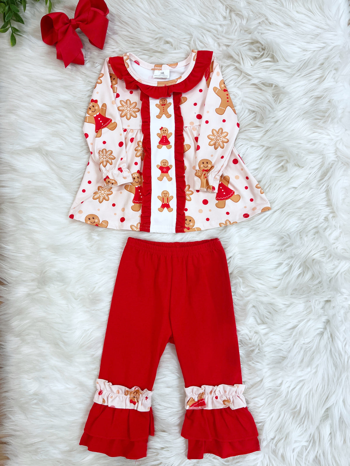 Pink Gingerbread with Ruffle Bottoms - Girls Pants Outfit - by Mini Mee - True to Size