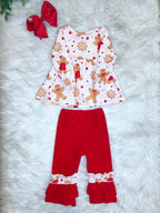 Pink Gingerbread with Ruffle Bottoms - Girls Pants Outfit - by Mini Mee - True to Size
