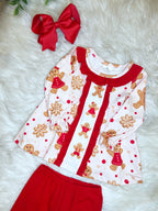 Pink Gingerbread with Ruffle Bottoms - Girls Pants Outfit - by Mini Mee - True to Size