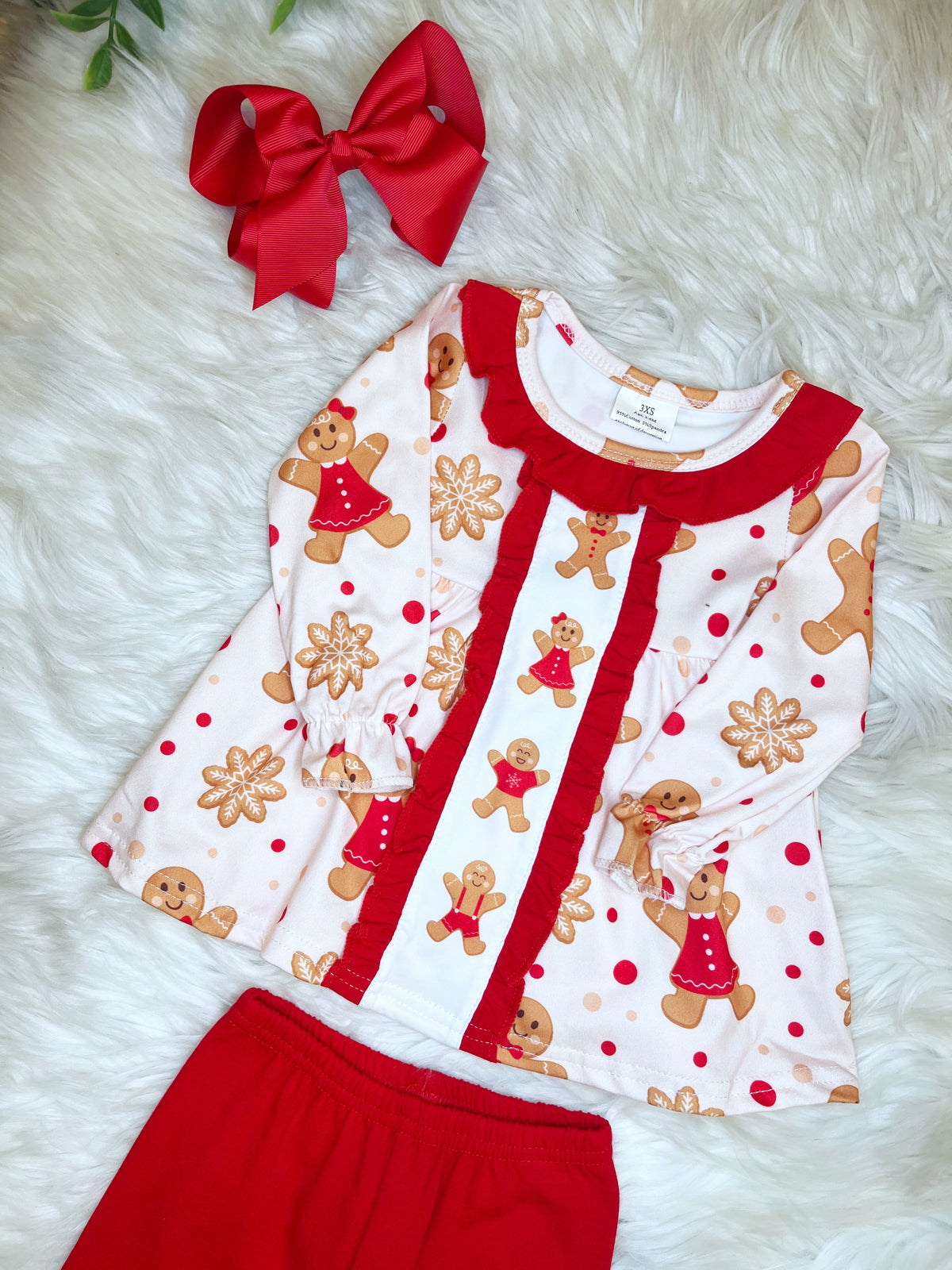 Pink Gingerbread with Ruffle Bottoms - Girls Pants Outfit - by Mini Mee - True to Size
