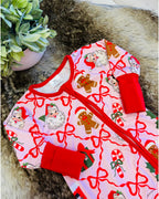 Light Pink & Red Mixed Christmas Print Sleeper - Girls Sleeper - by Mini Mee - True to Size
