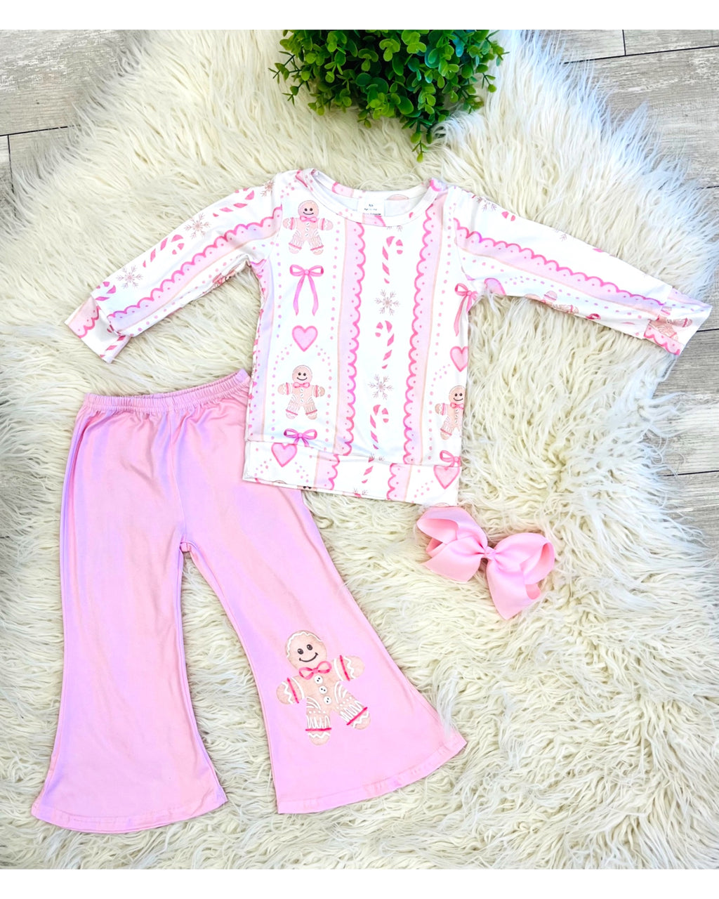 Gingerbread Candy Canes - Girls Pants Outfit - by Mini Mee - True to Size