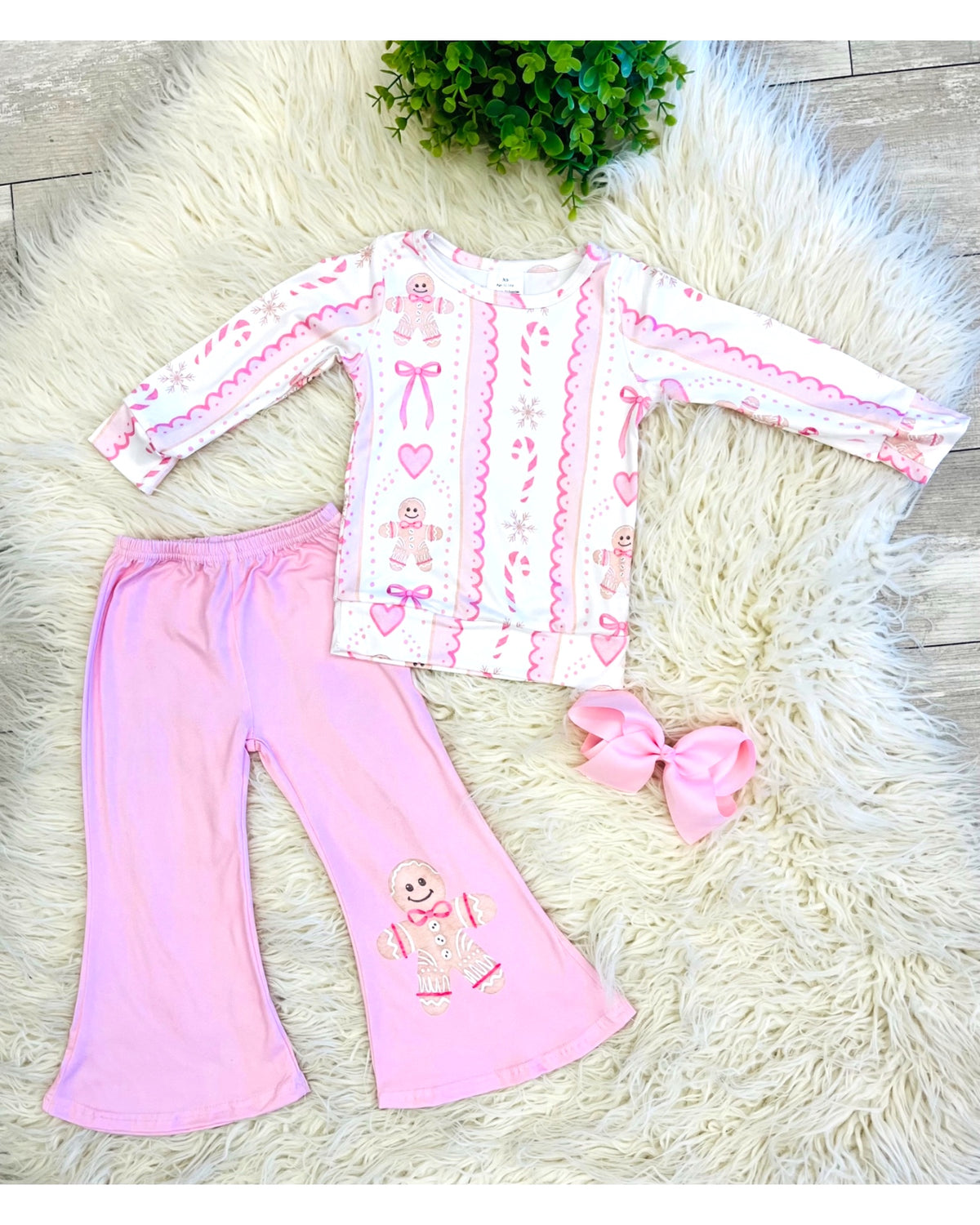 Gingerbread Candy Canes - Girls Pants Outfit - by Mini Mee - True to Size