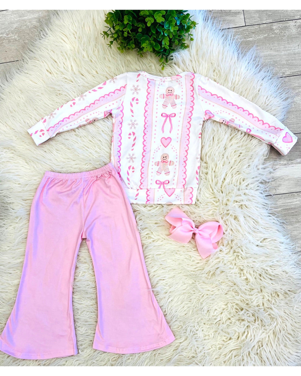 Gingerbread Candy Canes - Girls Pants Outfit - by Mini Mee - True to Size