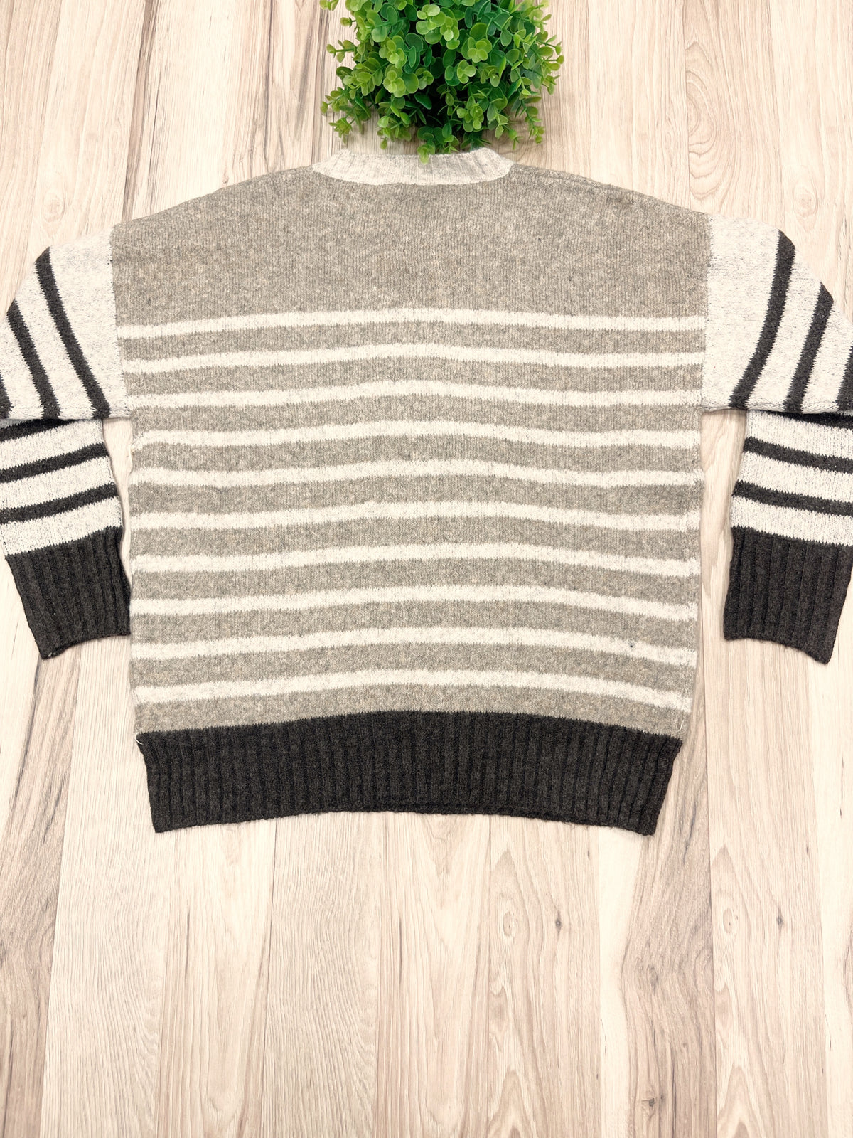 Neutral stripe Pattern Sweater - Women’s Sweater Top - by LUMIERE - True to Size