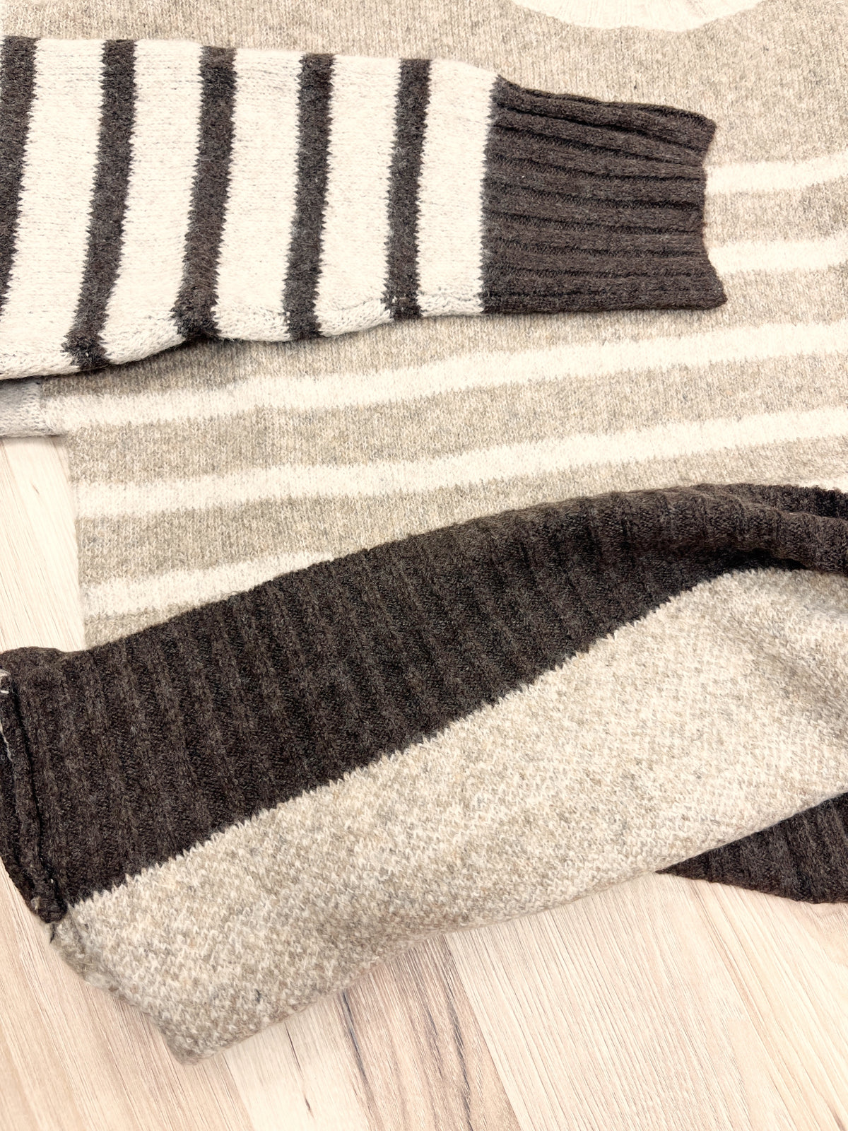 Neutral stripe Pattern Sweater - Women’s Sweater Top - by LUMIERE - True to Size
