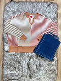 Vintage Stripe Thumbhole Knit - Women’s Blouse Top - by LovLov - Loose Fit