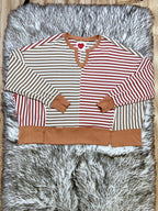 Vintage Stripe Thumbhole Knit - Women’s Blouse Top - by LovLov - Loose Fit