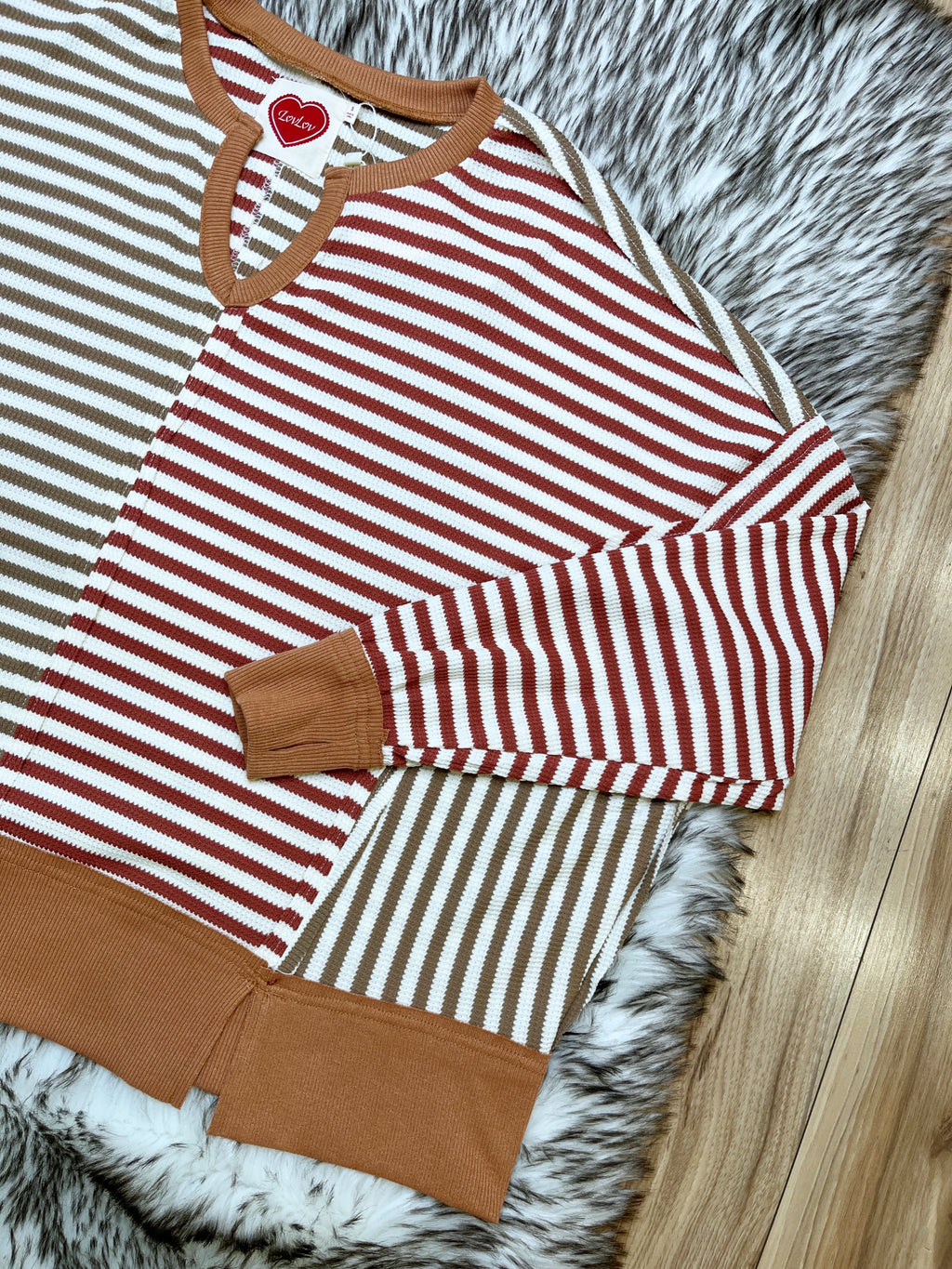 Vintage Stripe Thumbhole Knit - Women’s Blouse Top - by LovLov - Loose Fit