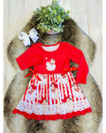 Red & White Striped Christmas Santa Dress with Lace Detail & Bow Ties - Girls Dress - by Mini Mee - True to Size