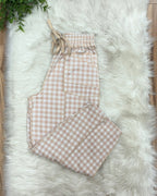 Latte Gingham Knit - Women’s Crop/Petite Pants - by Anniewear - True to Size