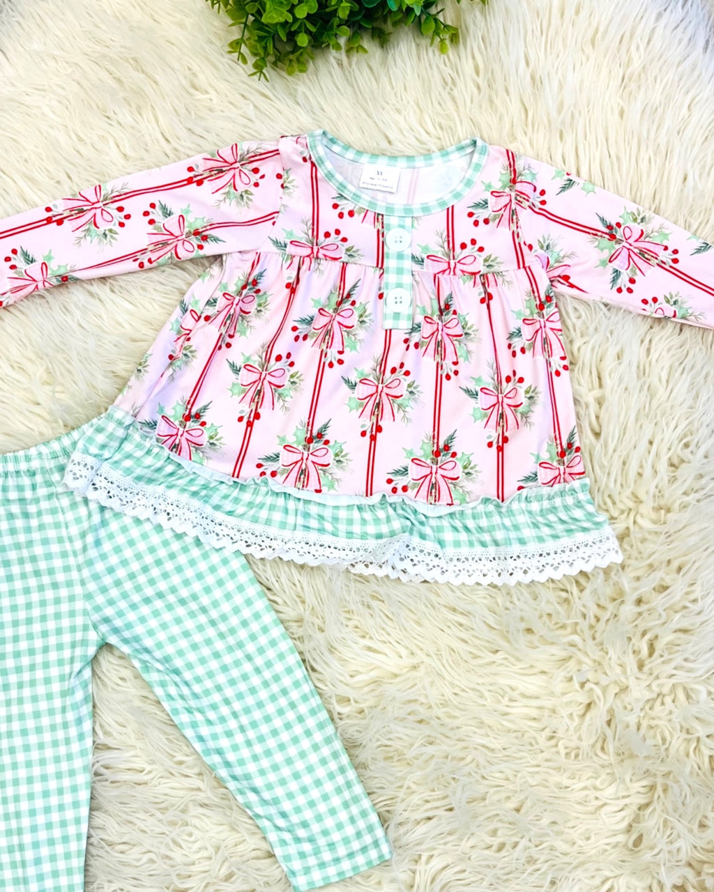 Bow Lace - Girls Pants Outfit - by Mini Mee - True to Size