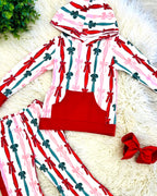 Christmas Santa Bows with Ruffle - Girls Pants Outfit - by Mini Mee - True to Size