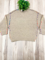 Color Trim Knit - Women’s Sweater Top - by LUMIERE - True to Size