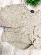 Color Trim Knit - Women’s Sweater Top - by LUMIERE - True to Size
