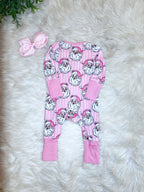 Pink Stripe Santa - Girls Sleeper - by Mini Mee - True to Size