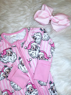 Pink Stripe Santa - Girls Sleeper - by Mini Mee - True to Size