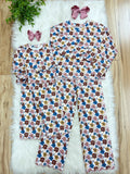Long Sleeve Fall Floral Outfit with Scalloped Trim - Girls Pants Outfit - by Mini Mee