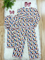 Long Sleeve Fall Floral Outfit with Scalloped Trim - Girls Pants Outfit - by Mini Mee