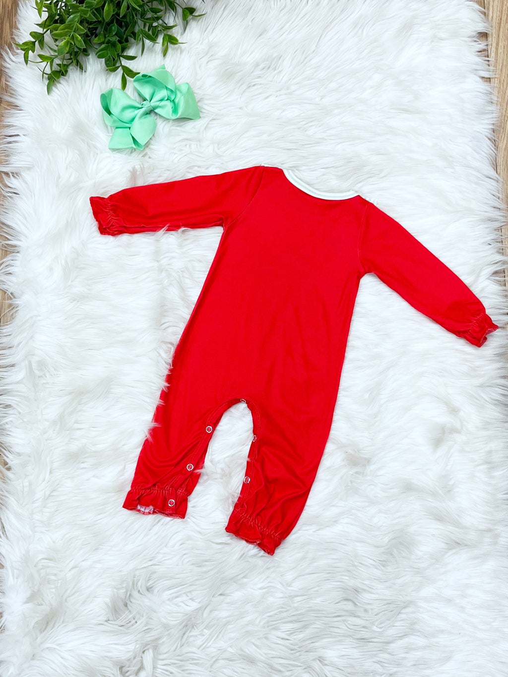 Red Christmas Trees - Girls Romper - by Mini Mee - True to Size