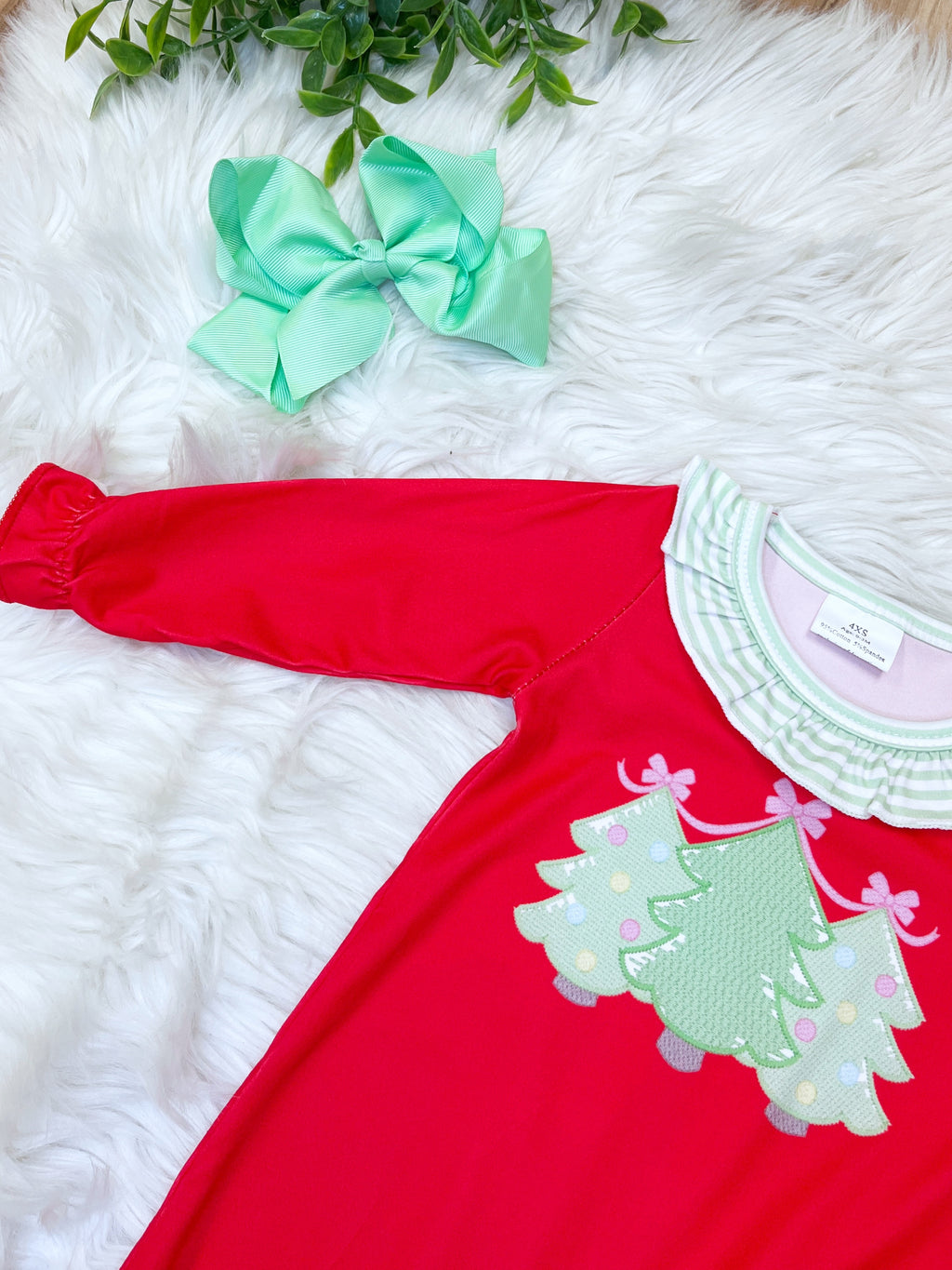 Red Christmas Trees - Girls Romper - by Mini Mee - True to Size