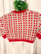 Red & Oatmeal Chunky Knit Button Front Cardigan - Women’s Sweater Top - by LUMIERE - True to Size