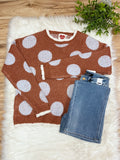 Mocha Sweater with Light Blue Polka Dots - Women’s Sweater Top - by LovLov - Oversized