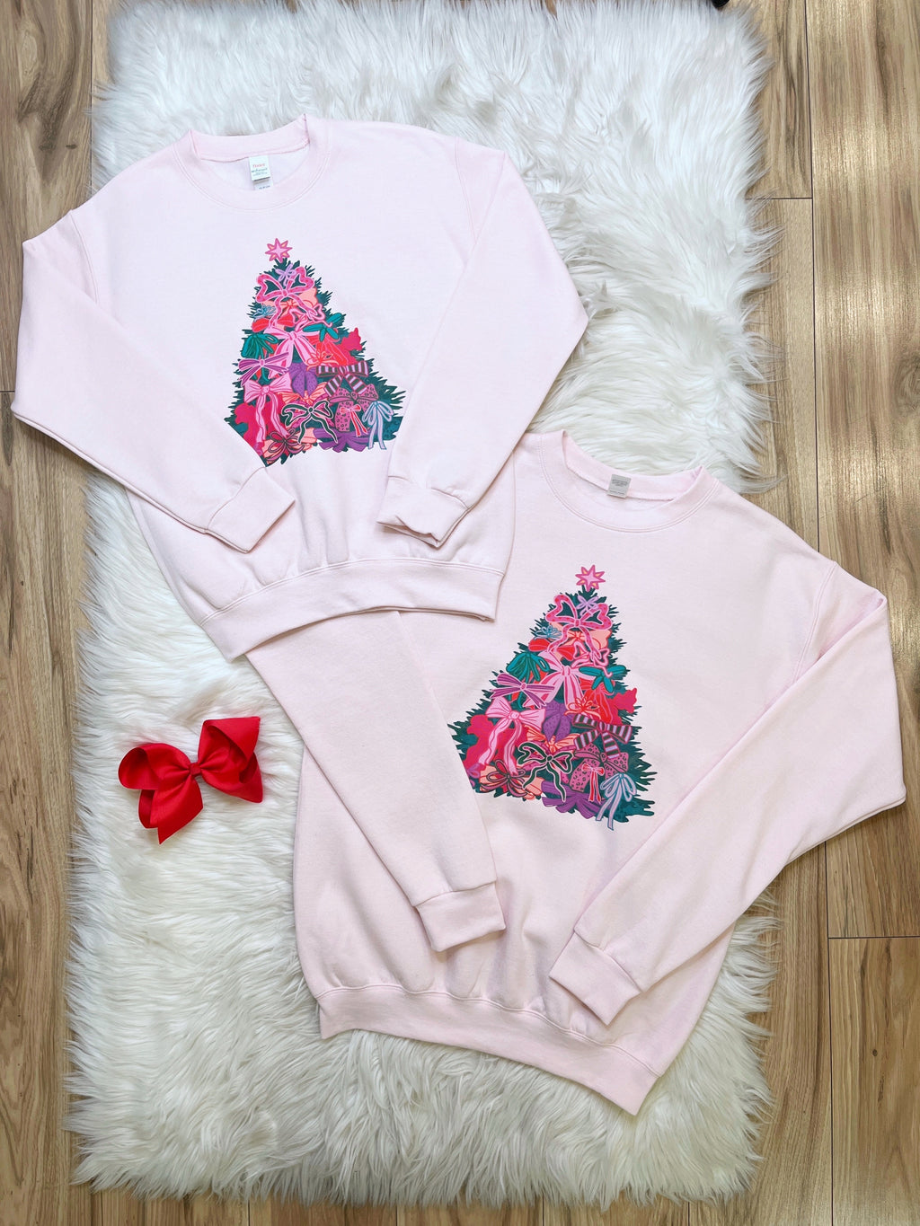 Christmas Bow Tree - Girls Sweatshirt Top - by Hanes