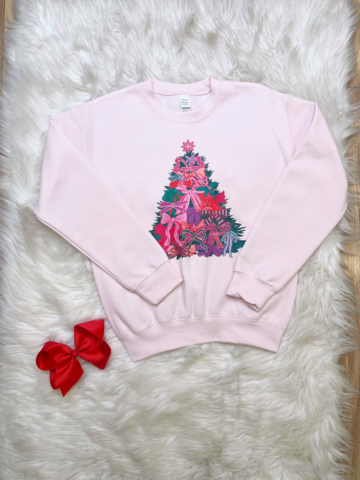 Christmas Bow Tree - Girls Sweatshirt Top - by Hanes
