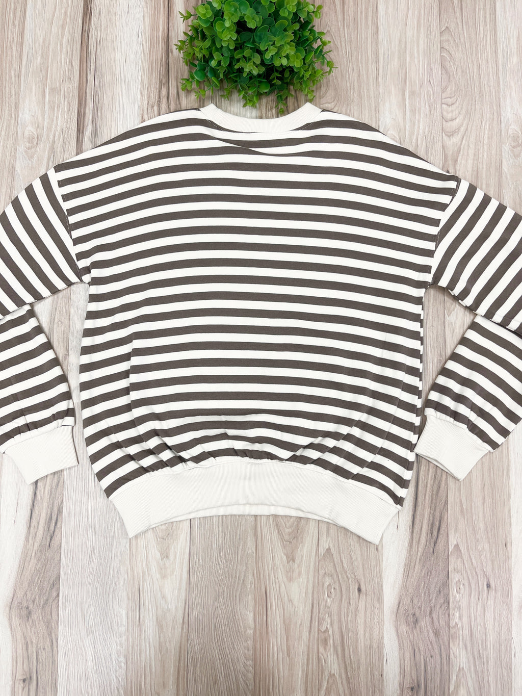 Cream & Brown Striped - Women’s Blouse Top - by Zenana - True to Size