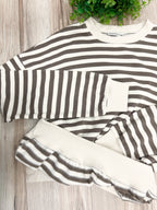 Cream & Brown Striped - Women’s Blouse Top - by Zenana - True to Size