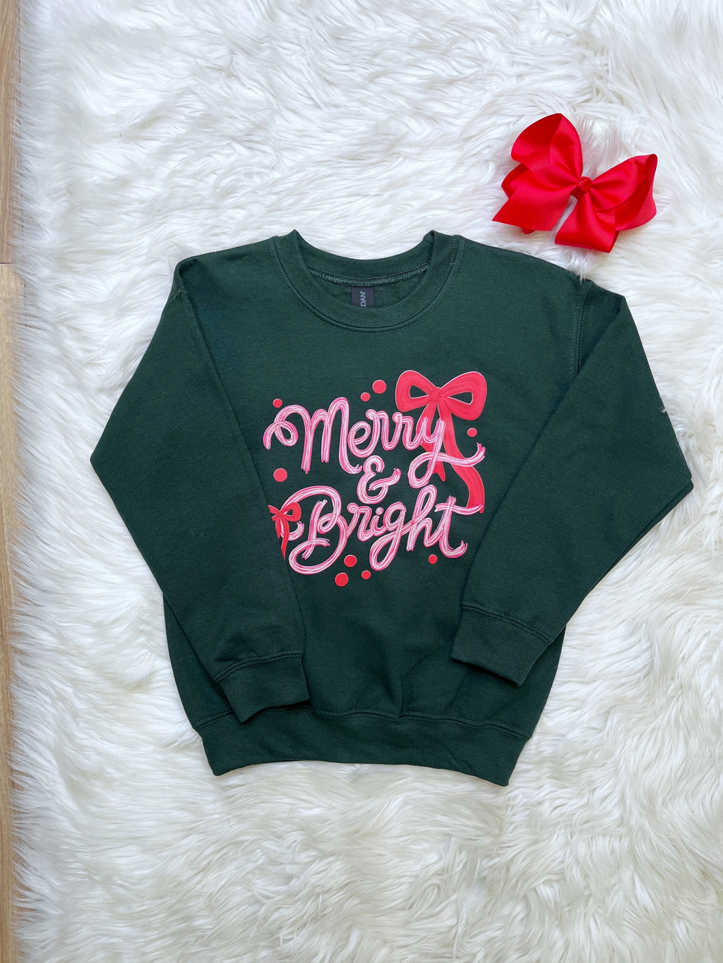 Merry and Bright - Girls Sweatshirt Top - by Gildan