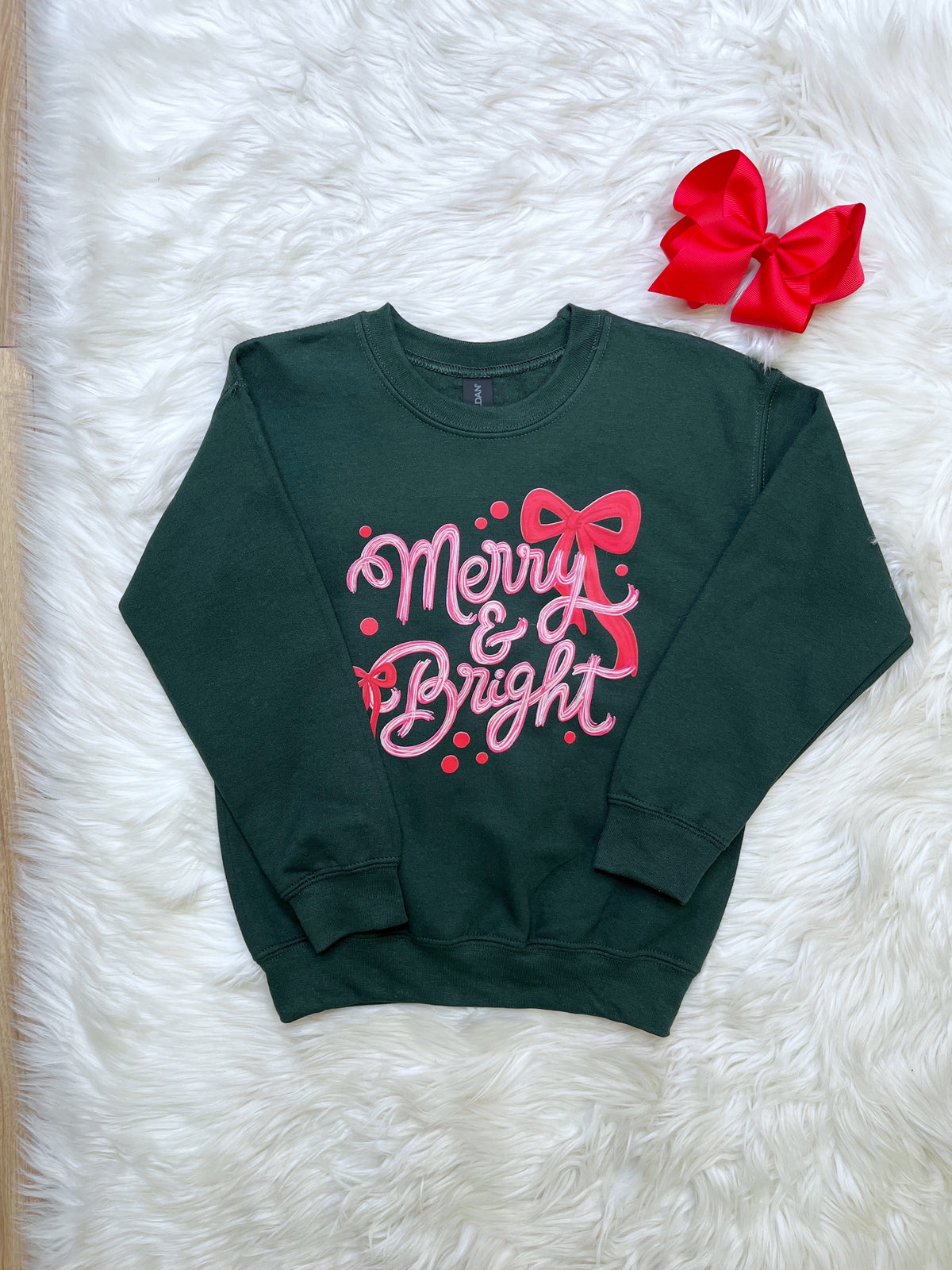 Merry and Bright - Girls Sweatshirt Top - by Gildan