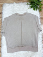 Ash Mocha Exposed Seam Pullover with Slits - Women’s Sweatshirt Top - by Zenana - Loose Fit