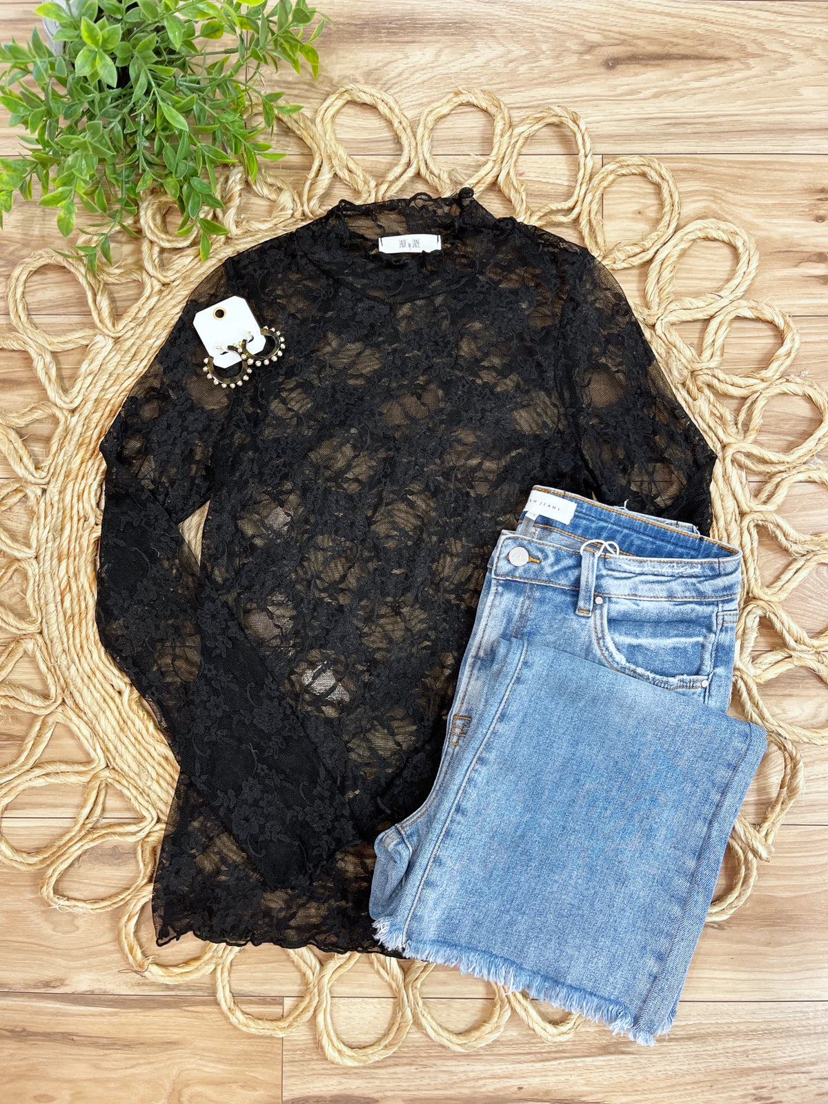 Black Lace Undershirt - Women’s Blouse Top - by Jade by Jane - True to Size