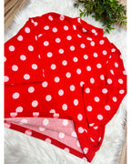Red Ribbed Set with Polka Dots - Women’s 2 Piece Pants Set - by Evermmee - True to Size