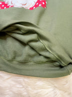 Olive green Santa with polka dots - Women’s Sweatshirt Top - by Gildan - True to Size