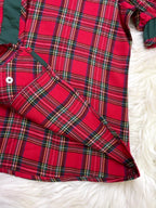Red Plaid with Green Trim - Women’s Blouse Top - by Evermmee - True to Size