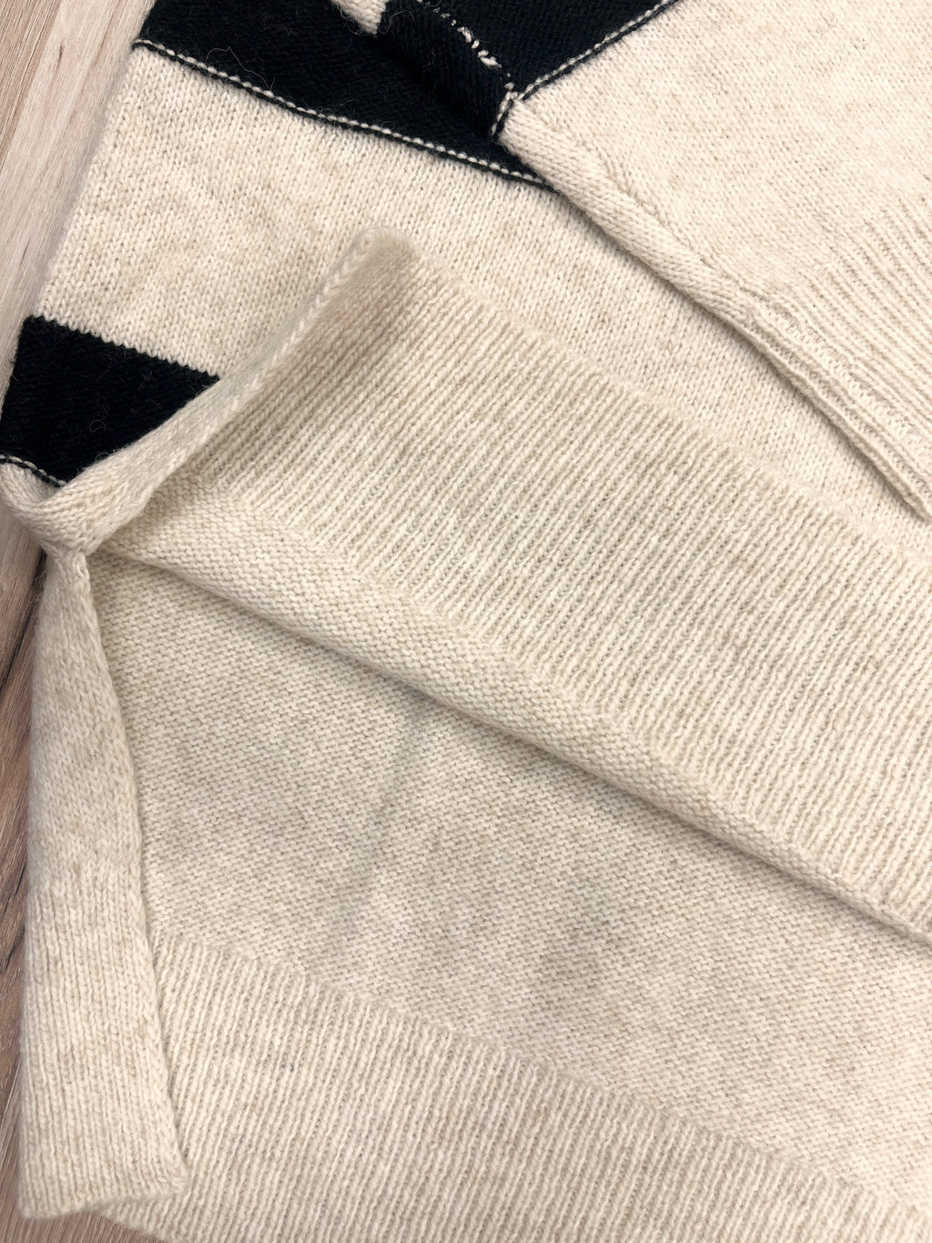 Cream & Black Striped - Women’s Sweater Top - by LUMIERE - Oversized