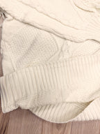 Cream Fringe Knit Sweater - Women’s Sweater Top - by LUMIERE - Oversized