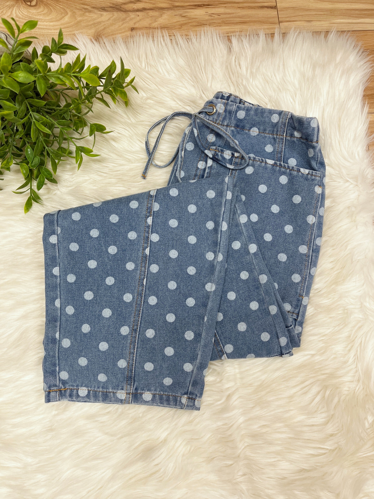 Vintage Breeze Polka Dots Drawstring Pants - Women’s Crop/Petite Pants - by LovLov - Loose Fit